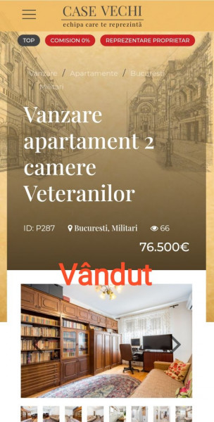 Vanzare apartament 2 camere Veteranilor